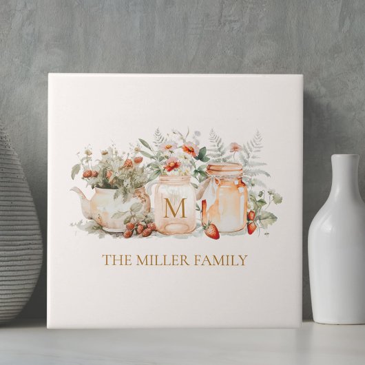 Name der mit Monogramm Waldflora Botanischer Famil Fliese