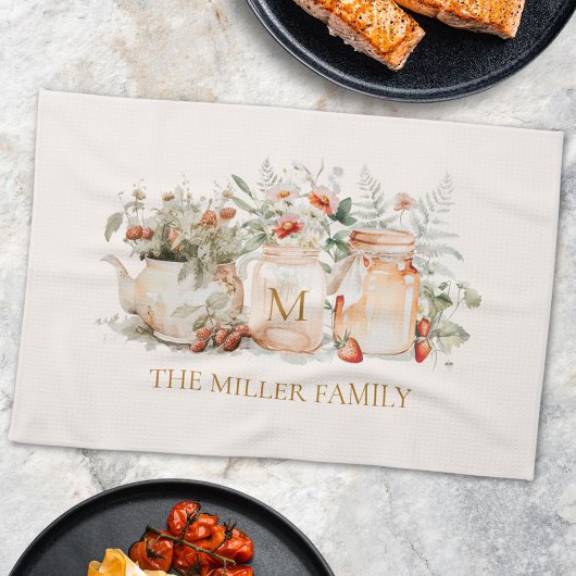 Name der mit Monogramm Waldflora Botanischer Famil Geschirrtuch