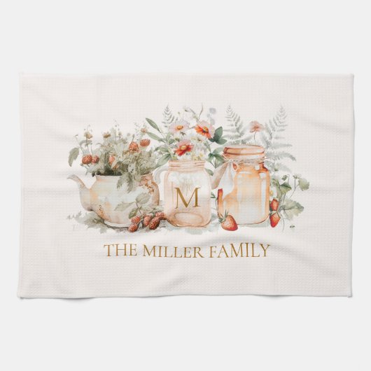 Name der mit Monogramm Waldflora Botanischer Famil Geschirrtuch (Horizontal)