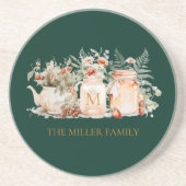 Name der mit Monogramm Waldflora Botanischer Famil Getränkeuntersetzer (Vorne)