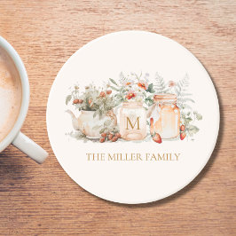 Name der mit Monogramm Waldflora Botanischer Famil Getränkeuntersetzer