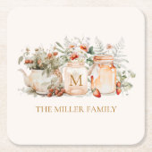 Name der mit Monogramm Waldflora Botanischer Famil Rechteckiger Pappuntersetzer (Vorderseite)