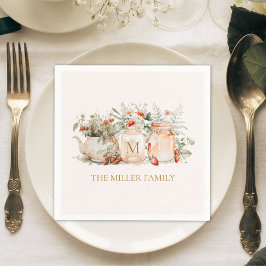 Name der mit Monogramm Waldflora Botanischer Famil Serviette