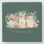 Name der mit Monogramm Waldflora Botanischer Famil Steinuntersetzer (Vorderseite)