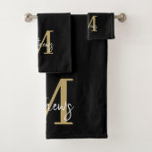 Name der modernen Black Gold Monogram-Familie Badhandtuch Set (Insitu)