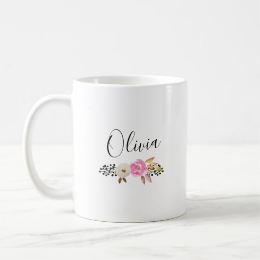 Name der modernen Blumenkalligrafie Kaffeetasse (Links)