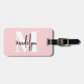 Name der modernen Girl Blush Pink Monogram Gepäckanhänger (Vorderseite horizontal)