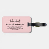 Name der modernen Girl Blush Pink Monogram Gepäckanhänger (Rückseite horizontal)