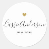 Name der modernen goldenen Herzkalligraphie Runder Aufkleber (Vorderseite)