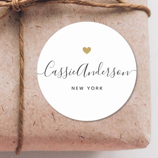 Name der modernen goldenen Herzkalligraphie Runder Aufkleber