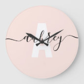 Name der modernen Monogram Handwriting-Kalligrafie Große Wanduhr (Vorderseite)