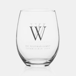 Name der Monogram-Familie Moderne Kohle Weinglas Ohne Stiel