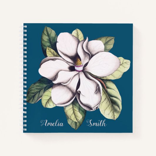 Name der Monogramm-Blume Magnolia Notizblock (Vorderseite)