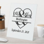 Name der Monogramm Datum Herzhochzeit Sockelschild (In Situ)