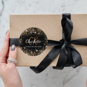 Name der Monogramm-Glitzer-Stäube Runder Aufkleber