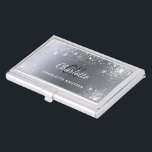 Name der Monogramm-Initalien des Silver Glitzer Visitenkarten Dose<br><div class="desc">Ein klassisches Imitat mit silberfarbenem Hintergrund. Dekoriert mit Imitaten Glitzer Staub. Personalisieren und fügen Sie Ihren Vornamen,  Monogramm-Initialen und Ihren vollständigen Namen hinzu.</div>