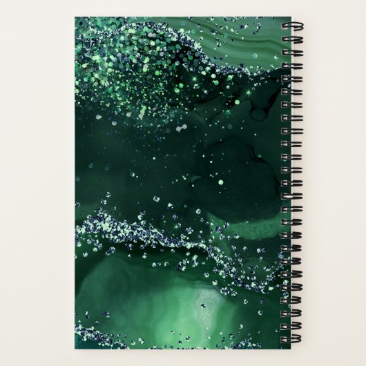 Name der Monogramm-Initialen aus grünem Marmor Notizblock (Rückseite)