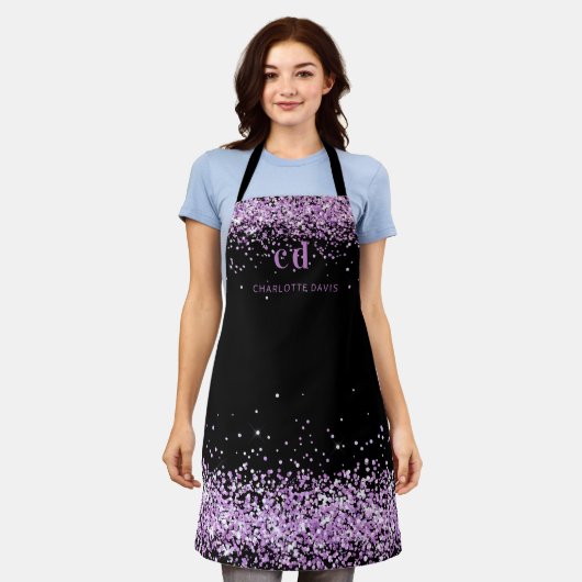 Name der Monogramm-Initialen des lila Glitzer Schürze (Getragen)