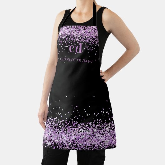 Name der Monogramm-Initialen des lila Glitzer Schürze (InSitu)