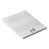 Name der Monogramm-Initialen des Silver Glitzer Notizblock (angewinkelt)