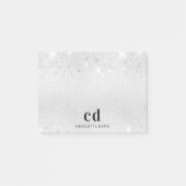 Name der Monogramm-Initialen des Silver Glitzer Post-it Klebezettel (Vorderseite)