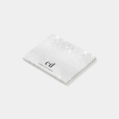 Name der Monogramm-Initialen des Silver Glitzer Post-it Klebezettel (angewinkelt)