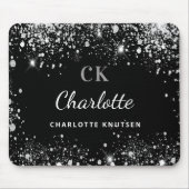 Name der Monogramm-Inititalien aus schwarzem Glitz Mousepad (Vorne)