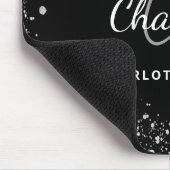 Name der Monogramm-Inititalien aus schwarzem Glitz Mousepad (Ecke)
