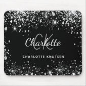 Name der Monogramm-Inititalien aus schwarzem Glitz Mousepad (Vorne)