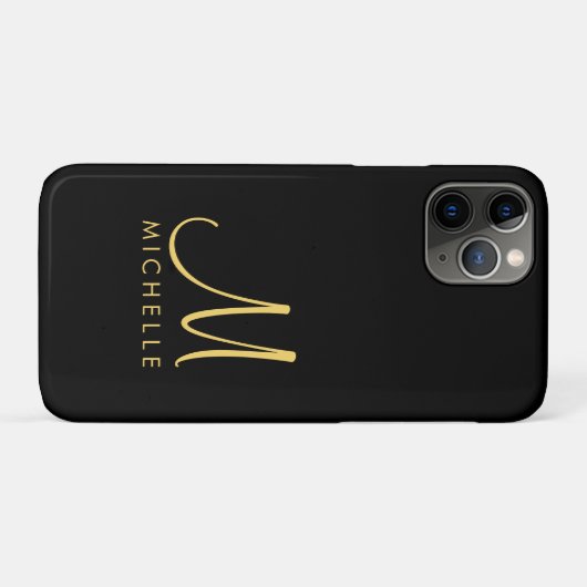 Name der Monogramm-Monografie für Schwarz und Gold Case-Mate iPhone Hülle (Rückseite (Horizontal))