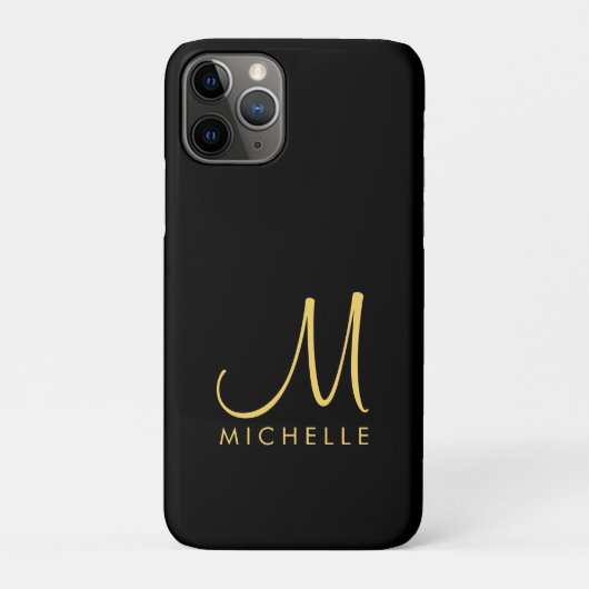 Name der Monogramm-Monografie für Schwarz und Gold Case-Mate iPhone Hülle (Rückseite)