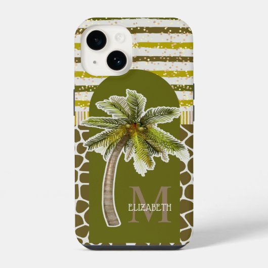 Name der Monogramm tropisch iPhone Hülle (Rückseite)