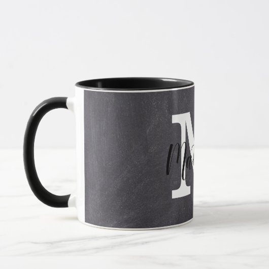 Name der Monogrammkarte für Schwarz/Weiß Tasse (Links)