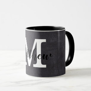 Name der Monogrammkarte für Schwarz/Weiß Tasse
