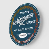 Name der Motorradgarage Datum der Kette weiß blau Große Wanduhr (Winkel)