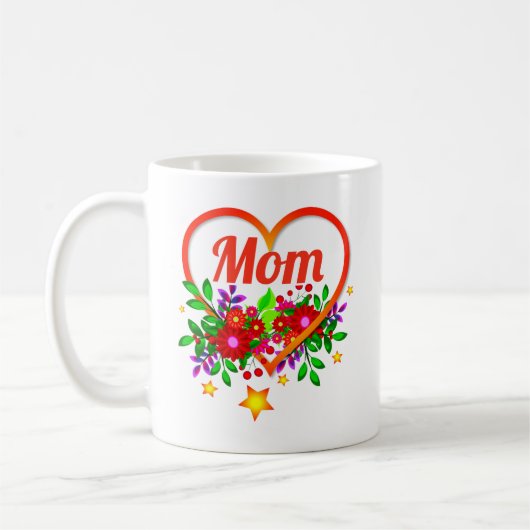 Name der Mutter ändern - Mama - Herz und Blume Kaffeetasse (Links)