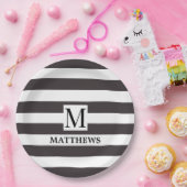 Name der Naugram Navy Blue Stripes-Familie Pappteller (Party)