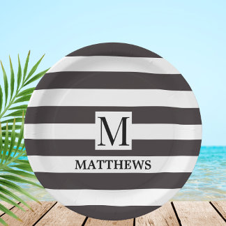 Name der Naugram Navy Blue Stripes-Familie Pappteller