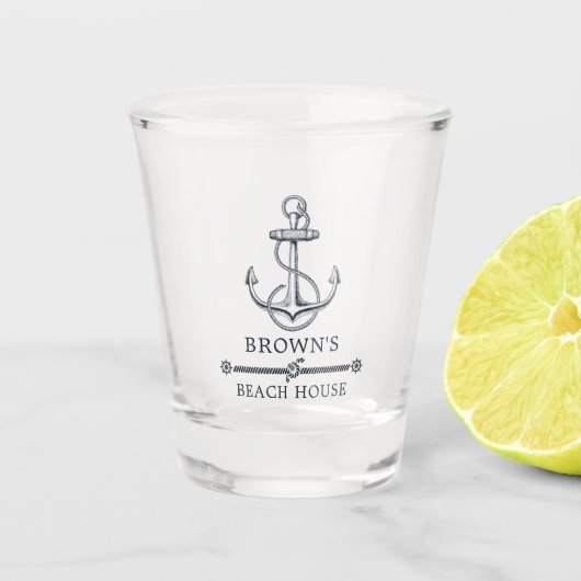 Name der Nautic Anchor Beach oder Lake House Schnapsglas (Vorderseite)