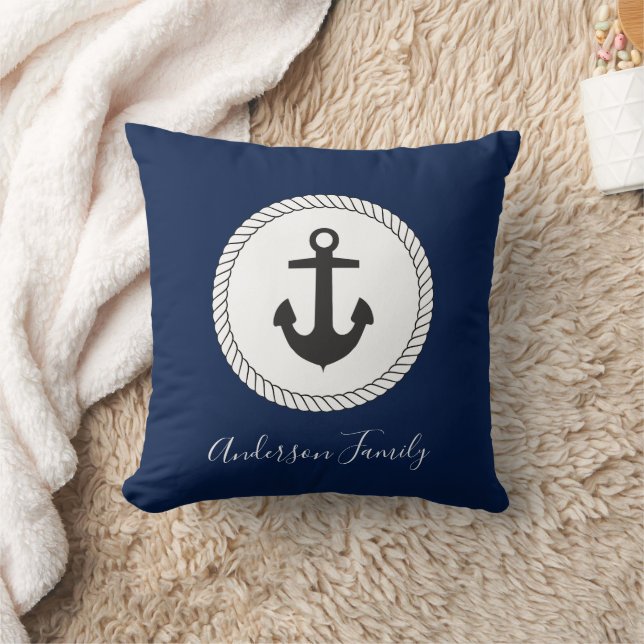 Name der Nautic Anchor Calligraphy Kissen (Decke)