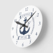 Name der Nautic Anchor Monogram Familie Runde Wanduhr (Winkel)