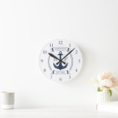 Name der Nautic Anchor Monogram Familie Runde Wanduhr (Zuhause)