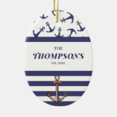 Name der Nautic Anchor Muster Navy Stripes Keramik Ornament (Hinten)