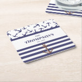 Name der Nautic Anchor Muster Navy Stripes Rechteckiger Pappuntersetzer (angewinkelt)