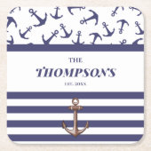Name der Nautic Anchor Muster Navy Stripes Rechteckiger Pappuntersetzer (Vorderseite)