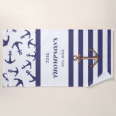 Name der Nautic Anchor Muster Navy Stripes Strandtuch (Vorderseite)