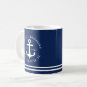 Name der Nautic Anchor Navy Blue Beach House Kaffeetasse (Vorderseite Links)