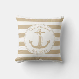 Name der Nautic Anchor Tan White Stripes Kissen
