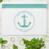 Name der Nautic Aquamarin Anchor Blue White Stripe Geschirrtuch (Gefaltet)