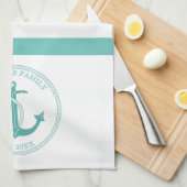 Name der Nautic Aquamarin Anchor Blue White Stripe Geschirrtuch (Viertel Falte)